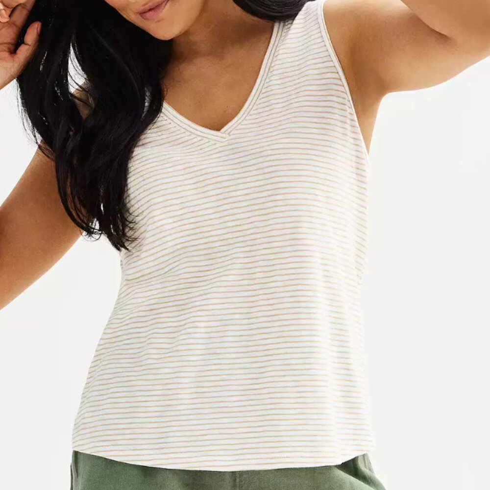 Women's Sonoma Goods For Life® V-Neck Tank Top Size 3X in Clean Elm Stripe NWT - Picture 4 of 6